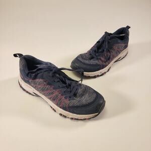 Skechers Hillcrest Women’s Size 6 Navy Pink Vegan Washable Trail Sneakers